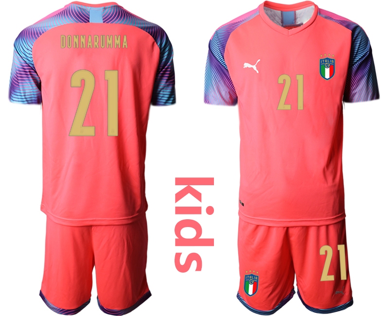 Youth 2021 European Cup Italy pink goalkeeper #21 Soccer Jersey
